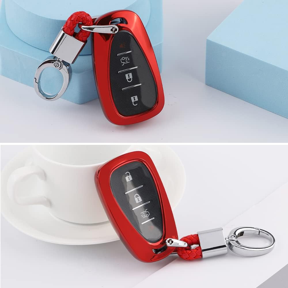 1797 Funda roja para llavero para Chevy Chevrolet Malibu Cruze Equinox Camaro Blazer Traverse Sonic Spark Trailblazer Bolt Trax Car Key Chain Case