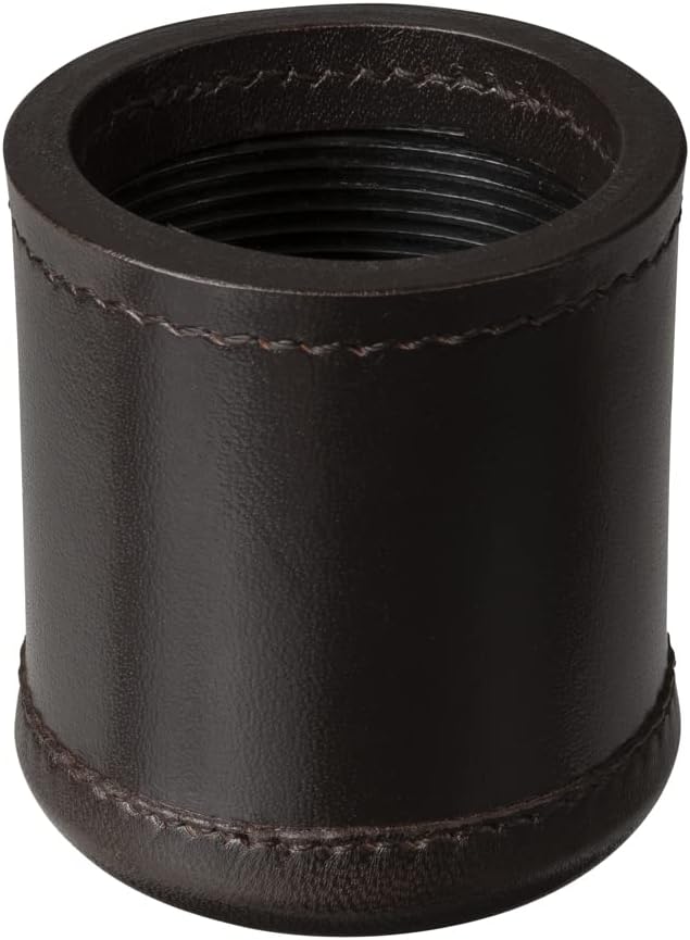 WE Games Juego de tazas profesionales hechas a mano de cuero marrón oscuro, 5 dados y bolsa de transporte de tela