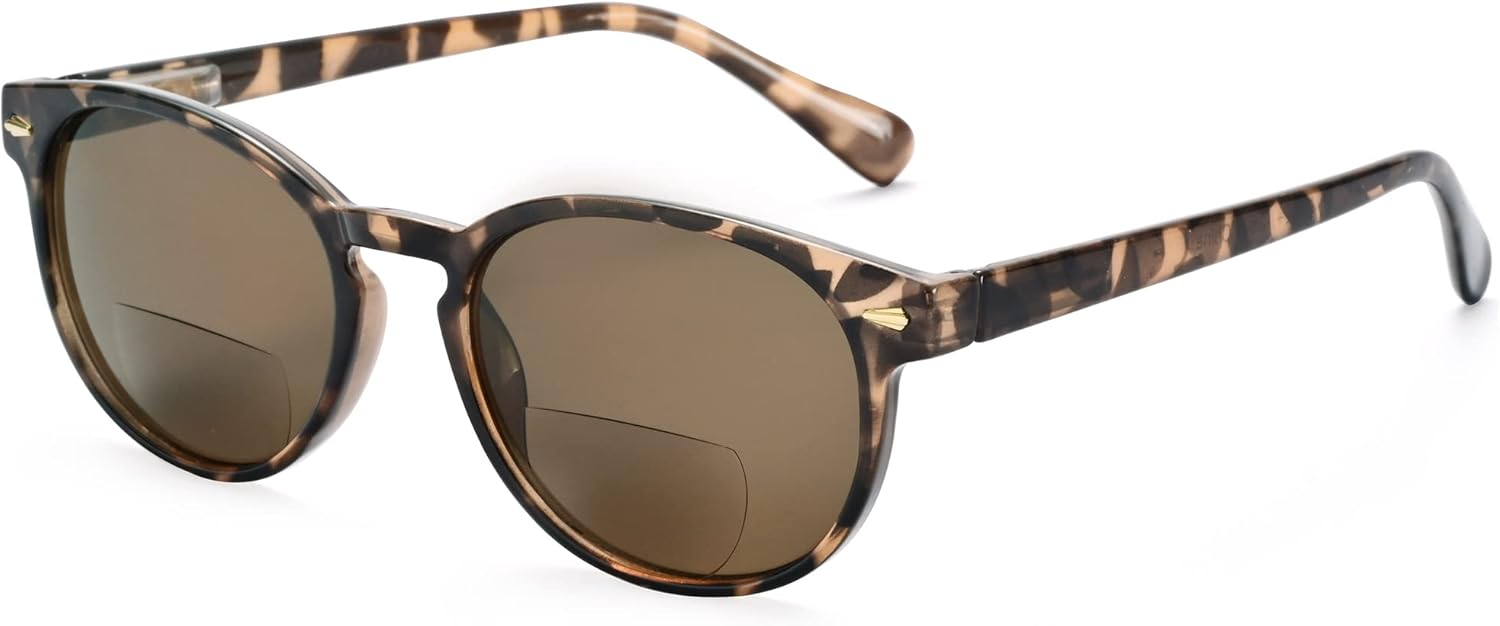 Madison Avenue Gafas de sol redondas bifocales de lectura para mujeres y hombres, bisagra de resorte, protección UV, lentes de lectura solar