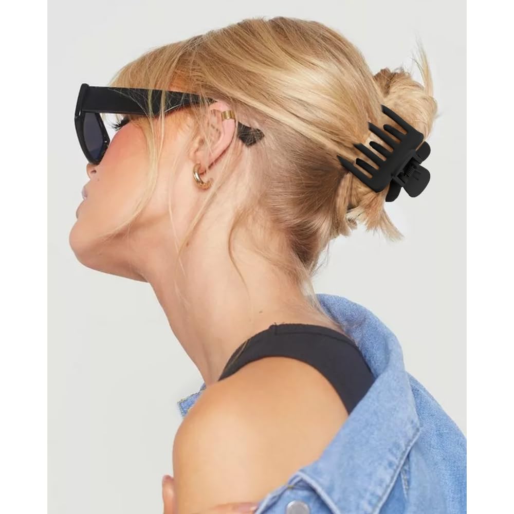 Pinzas pequeñas negras para cabello fino, 8 pinzas pequeñas para el cabello, pinzas redondas de doble fila, pinzas de pelo medio mate para cabello