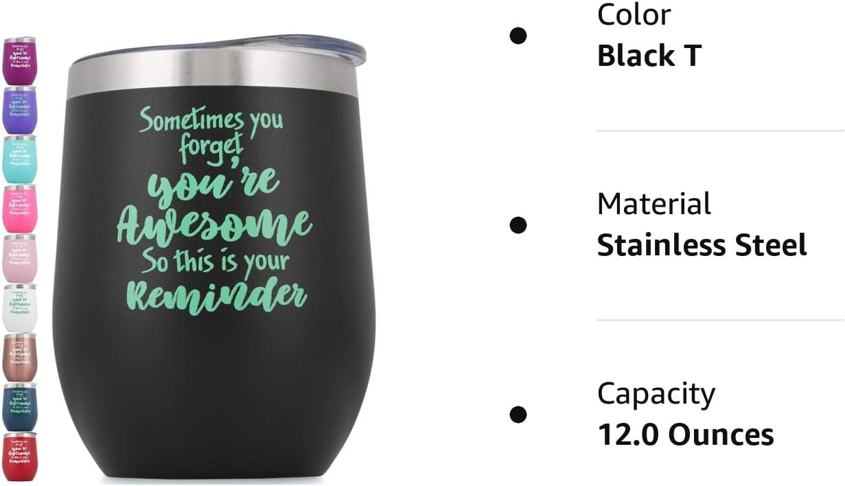 Vaso de vino con frase “You’re Awesome con refranes para mujeres, regalos de agradecimiento”, regalos inspiradores para mujeres, ella, mejor amiga,