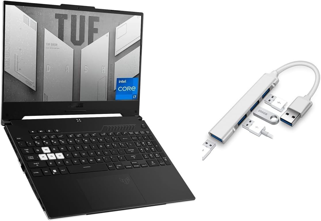 ASUS TUF Dash – Laptop para juegos FHD de 15.6 pulgadas y 144 Hz, Core i7-12650H de 12 generación, DDR5 de 16 GB, SSD de 512 GB, NVIDIA GeForce RTX