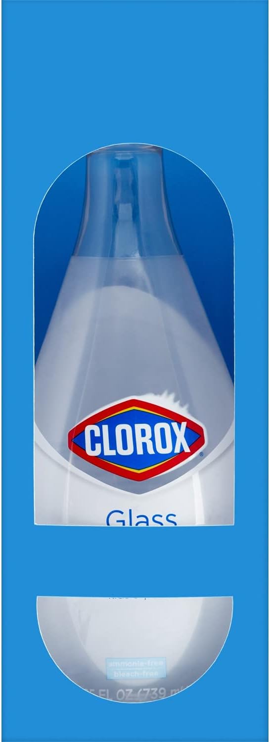 Clorox Glass Cleaner Cleaning System with one Reusable Bottle Plus 2 Refill Cartridges, Household Essentials, 3 Piece Set
