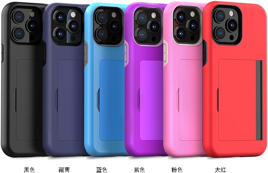 FDTCYDS Funda para iPhone 13 Pro con tarjetero, protección resistente de silicona híbrida de protección para tarjetas de crédito, funda tipo cartera