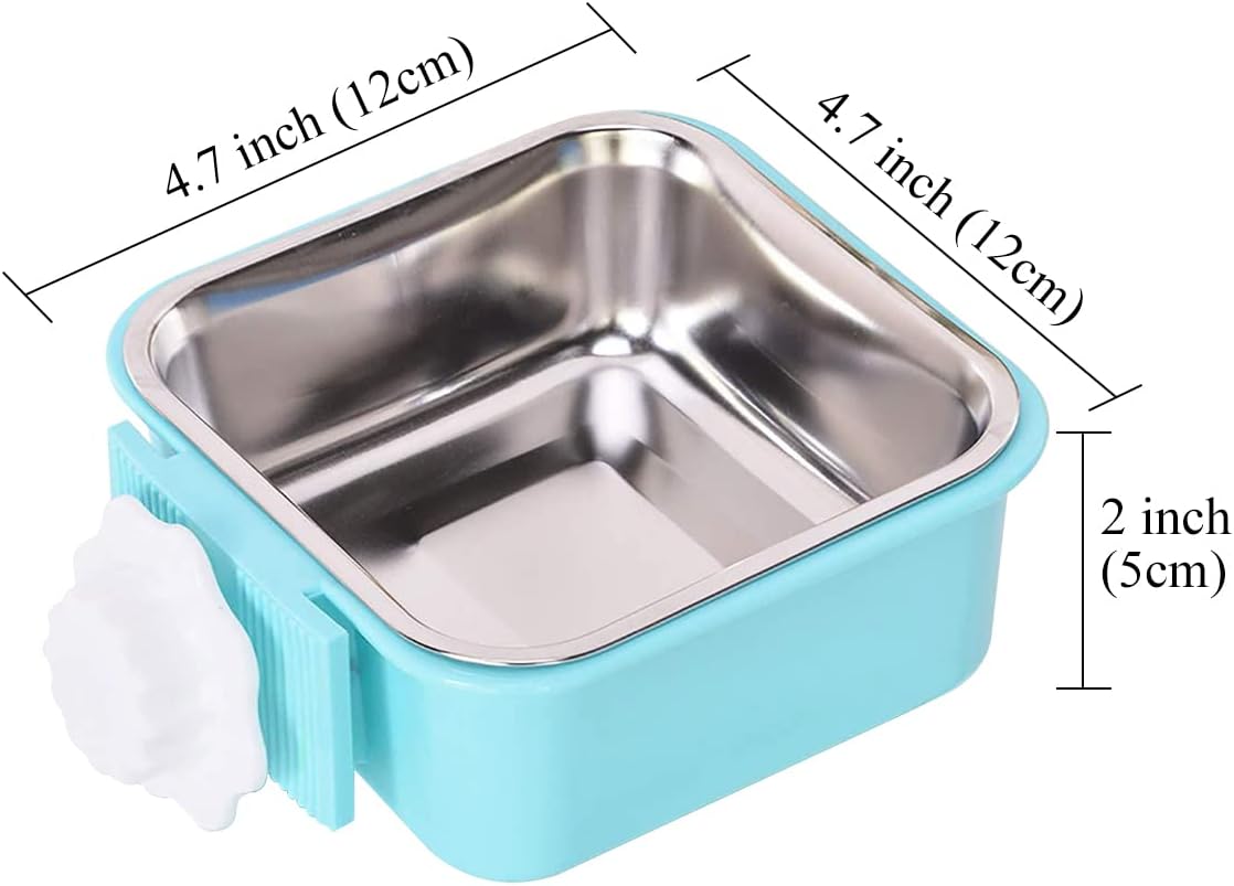 Recipiente para jaula para perros, cuencos desmontables de acero inoxidable para alimentos de mascotas, contenedor de alimentación de agua