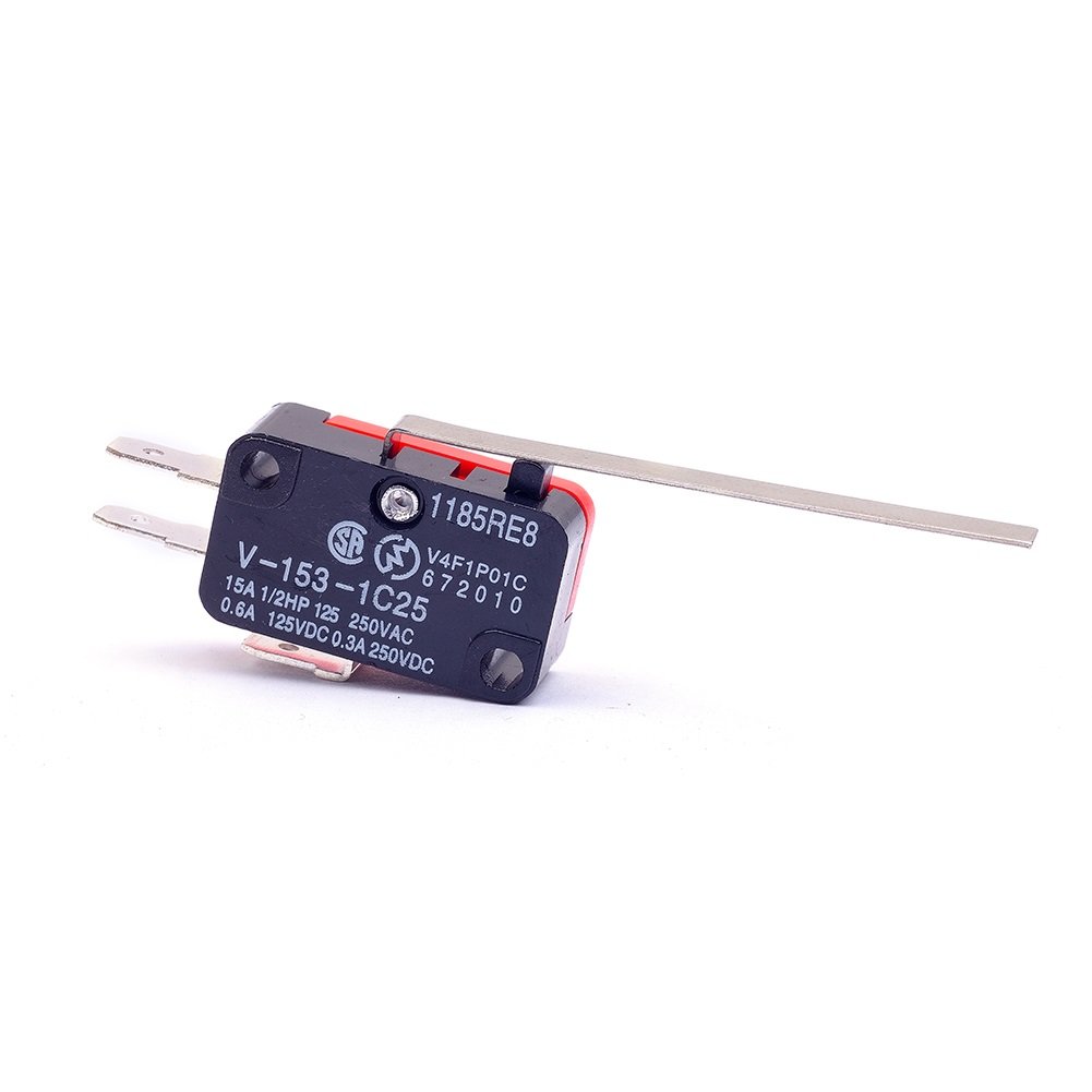 6 piezas V-153-1C25 Micro interruptor de límite largo recto bisagra palanca brazo SPDT Snap Action LOT para Arduino (paquete de 6) CYT1068