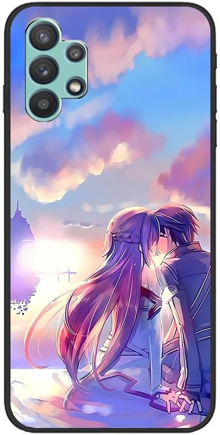 NOLLAM Soft Black Coque Matte Protective Anti-Slip Shell Shockproof Crystal Cover Case for Samsung Galaxy A32 5G Kirigaya Kazuto Yuuki Asuna Anime