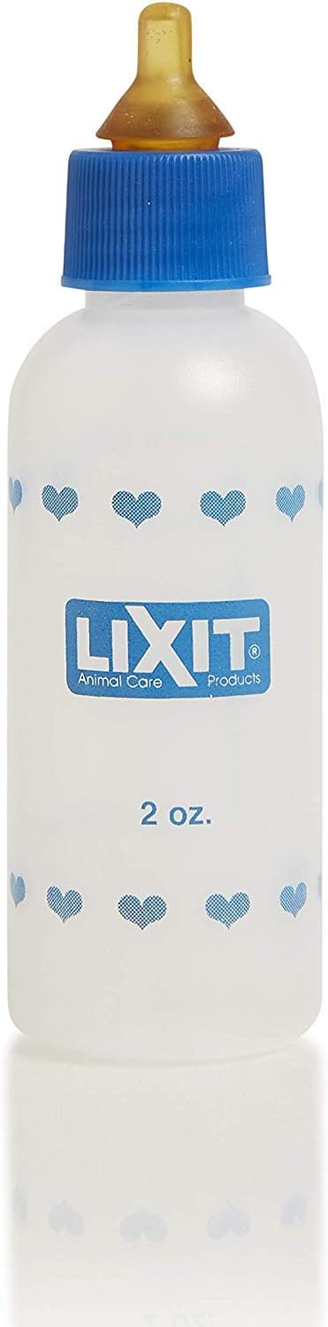 Lixit Botella de lactancia de 2 onzas para gatitos, cachorros pequeños y animales pequeños (2 onzas, una botella)