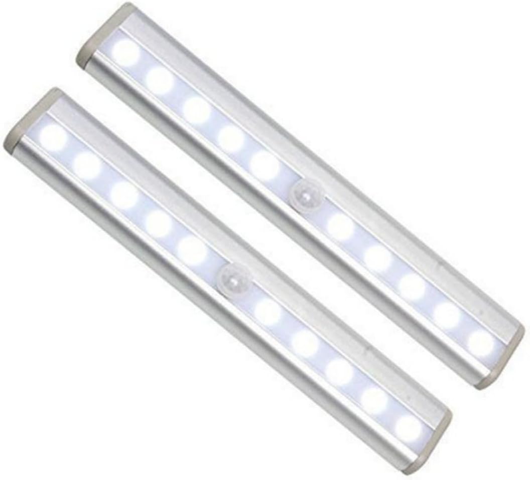 2 luces LED con sensor de movimiento infrarrojo para luz debajo del mostrador en cocina, pasillo, escalera, armario, tocador (luz cálida)