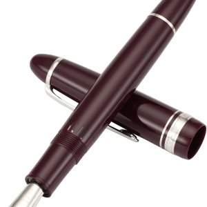 Majohn P136 – Pluma estilográfica de pistón de 0.043 in con caja, juego de bolígrafos de resina roja, clip plateado Majohn P136 – Pluma estilográfica de pistón de 0.043 in con caja, juego de bolígrafos de resina roja, clip plateado