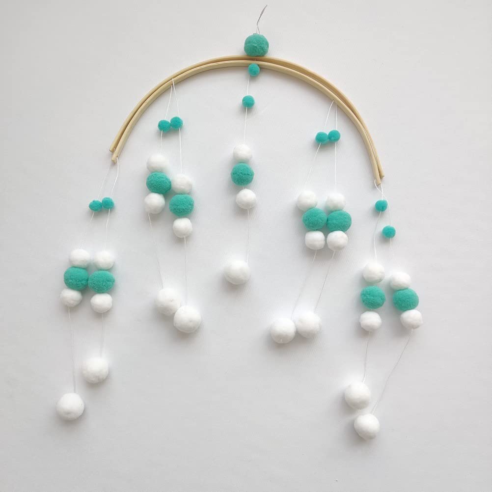 Cuna de bebé móvil de madera, campanilla de viento, bola de fieltro, campana de cama colgante, decoración de guardería para niñas y niños,