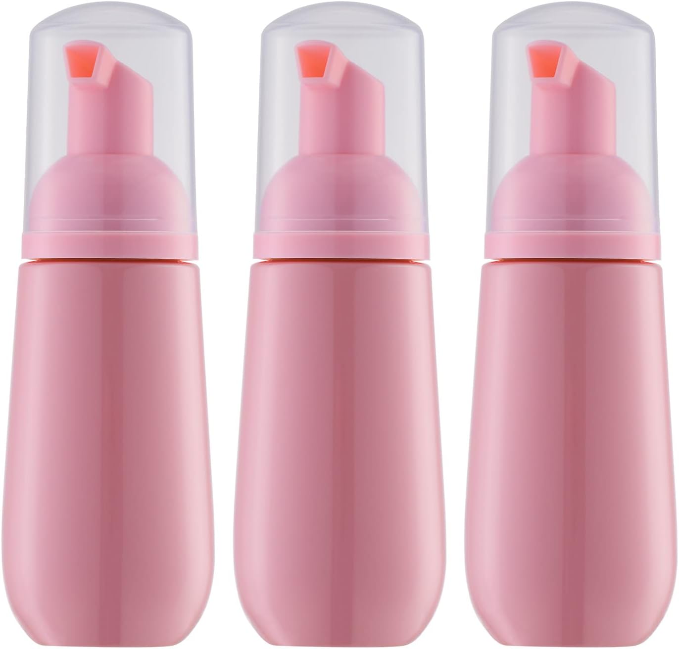 Botella de espuma de 2 onzas, dispensador de bomba de espuma de viaje vacía para jabón de manos, limpiador de pestañas, champú (3 unidades, rosa)