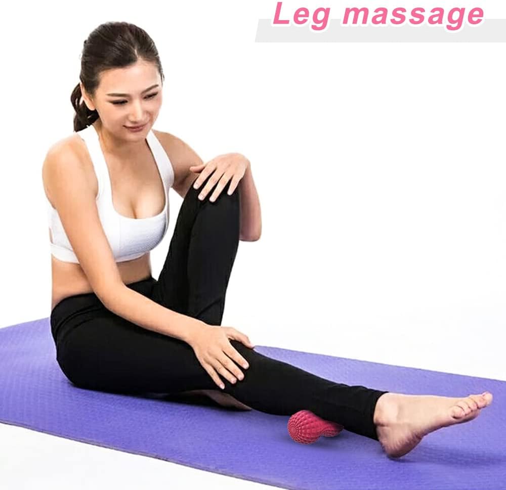 SELEWARE Bola de masaje de maní, bola de masaje de lacrosse doble de maní para espalda, cuello, hombros, columna vertebral, piernas, caderas, bola