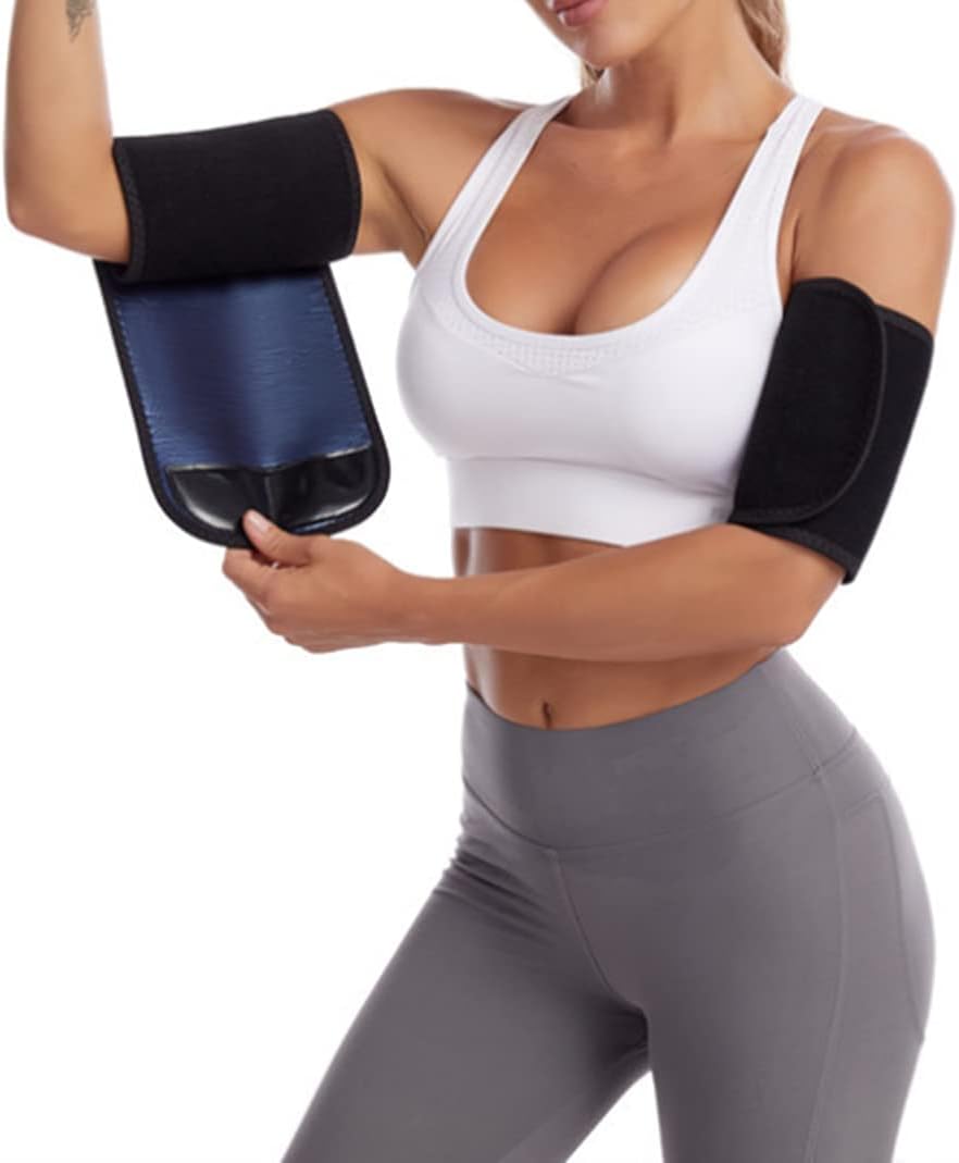 Recortadores de brazos, bandas de brazo para mujer, entrenamiento de brazo, reductor de grasa, bandas de sudor en forma de, Azul