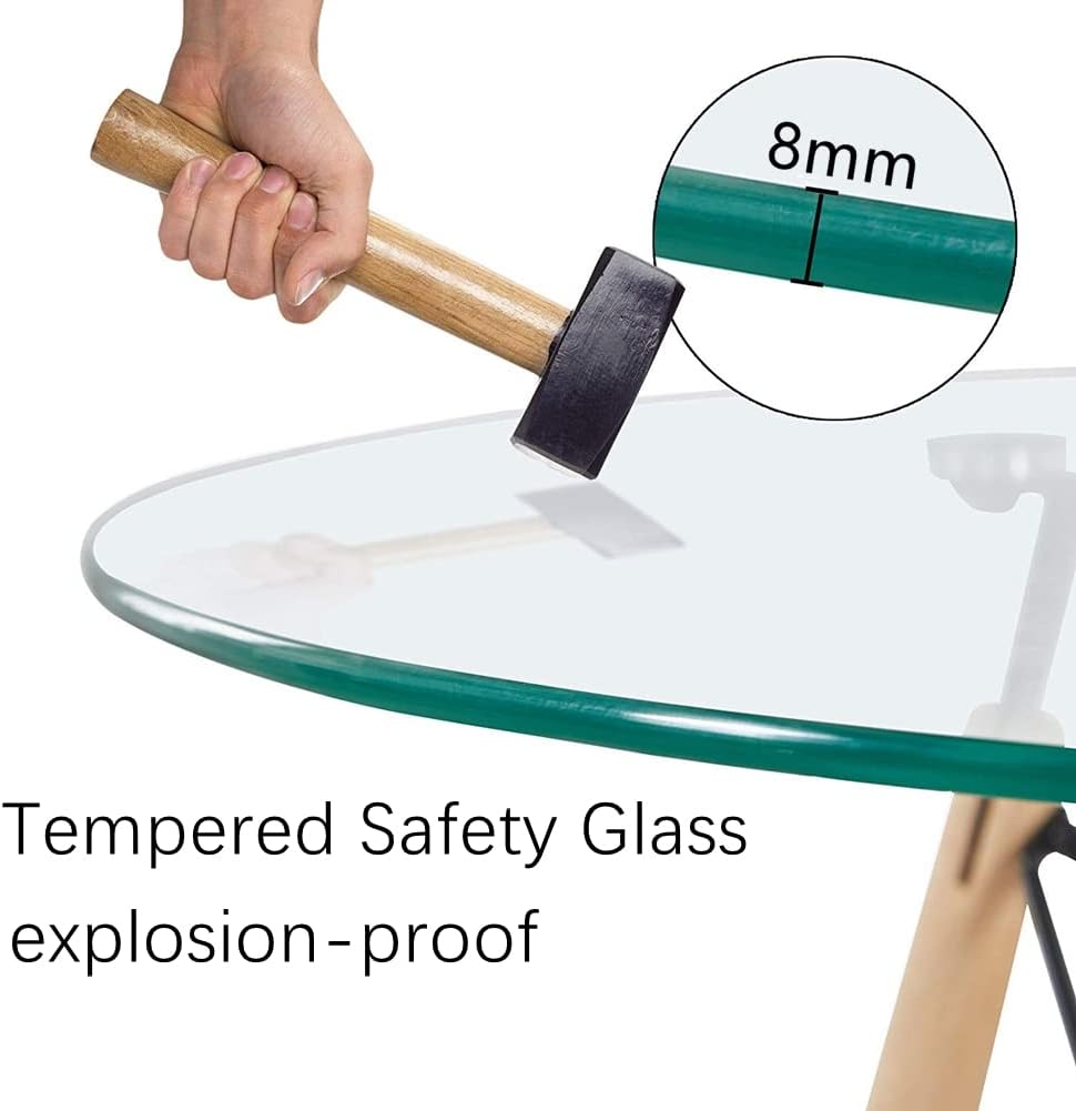 Mesa redonda de cristal para cocina, mesa de comedor de cristal, estilo moderno, mesa de centro redonda de ocio, escritorio de oficina con patas de