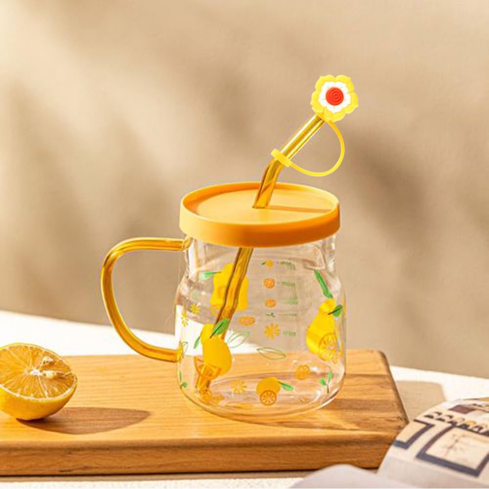 Funda de popote de silicona, 10 tapas de punta de paja reutilizables, tapones de paja de silicona reutilizables con forma de flor, protector de paja