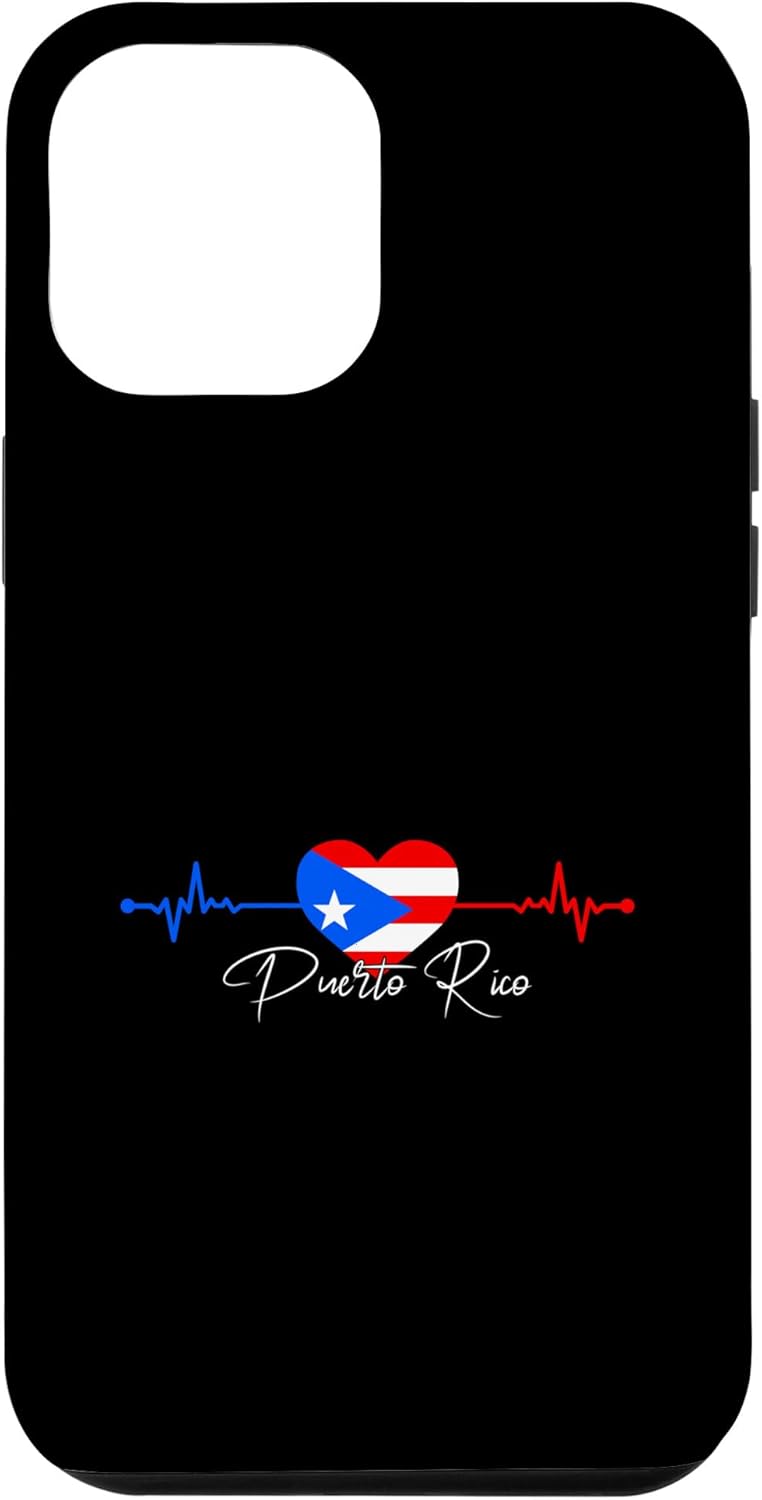 Funda para iPhone 13 Pro Max Puerto Rico Boricua Heartbeat con la bandera de Puerto Rico