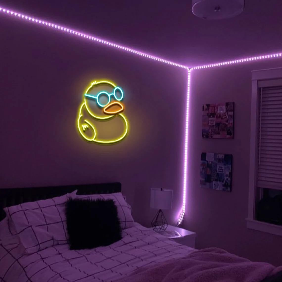 Divertido letrero de neón de pato animes, luces LED de dibujos animados japoneses, decoración de pared para el hogar, para negocios, tienda, bar,