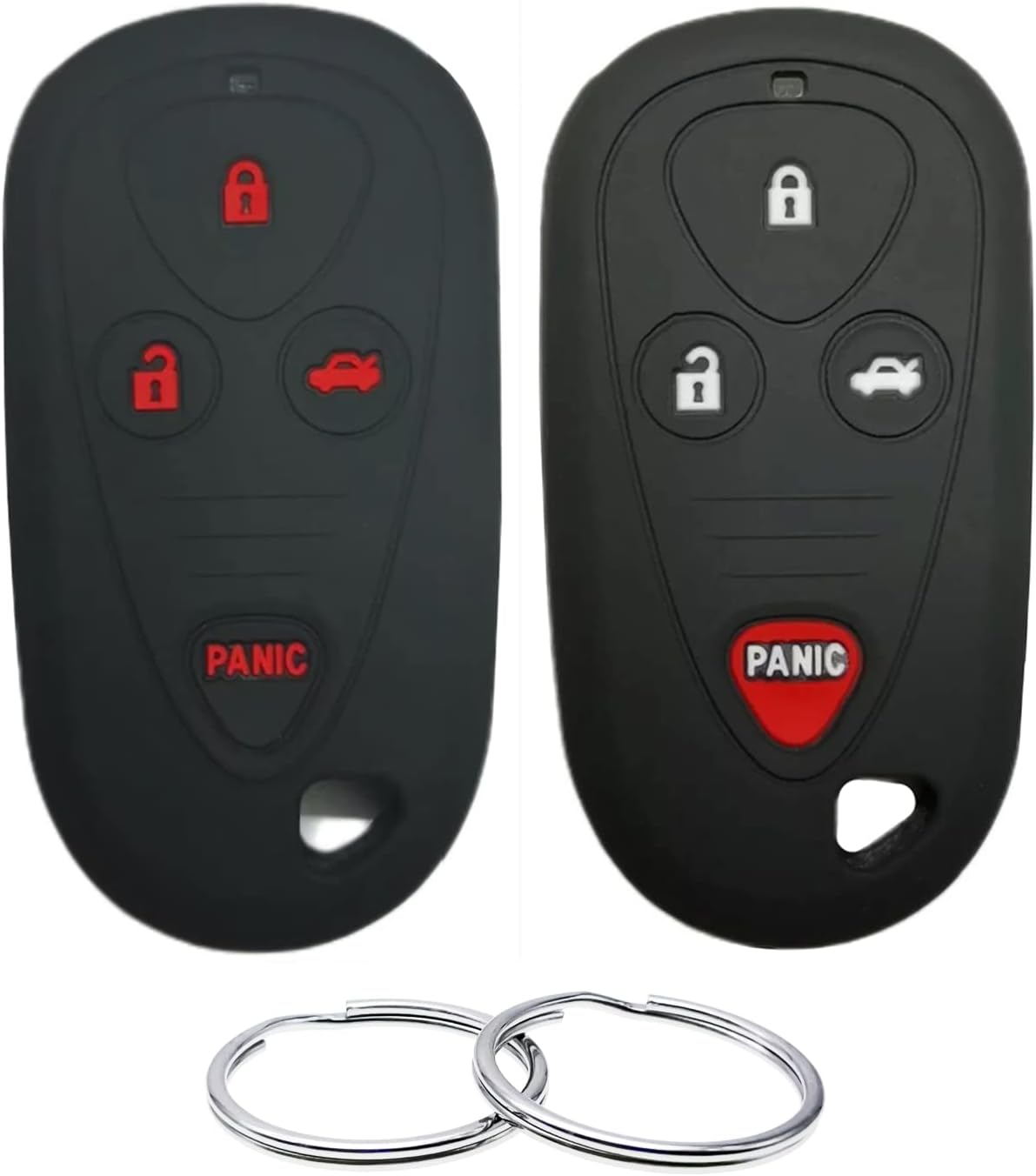 Funda de goma de silicona para llavero compatible con Acura CL EL RL TL TSX OUCG8D-387H-A OUCG8D-387H8A KOBUTAH2T (negro con blanco+negro con rojo)