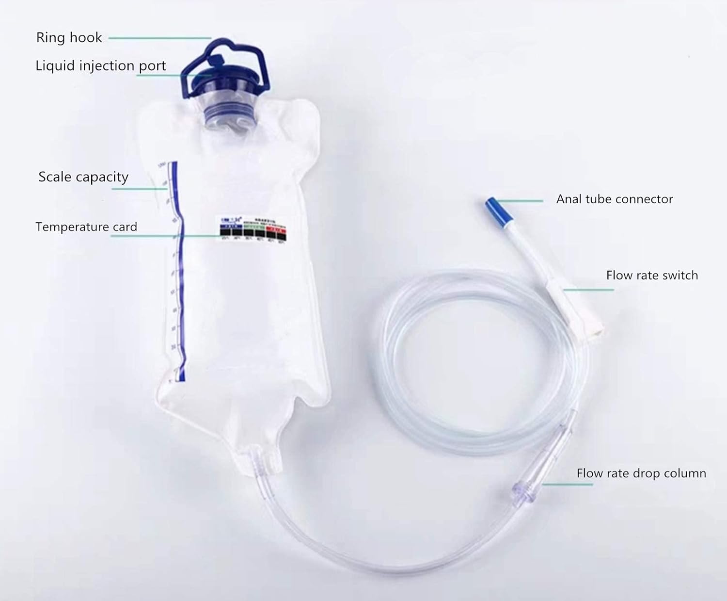 Kit de enema casero reutilizable kit de bolsa de esmalte de 406fl oz para limpieza de colon bolsa de ducha de colon kit de limpieza de - Imagen 9