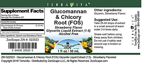 Terravita Extracto líquido de glicerita de glucomanano y raíz de achicoria (FOS) (15) – Sabor a fresa (1 oz, ZIN 522523)