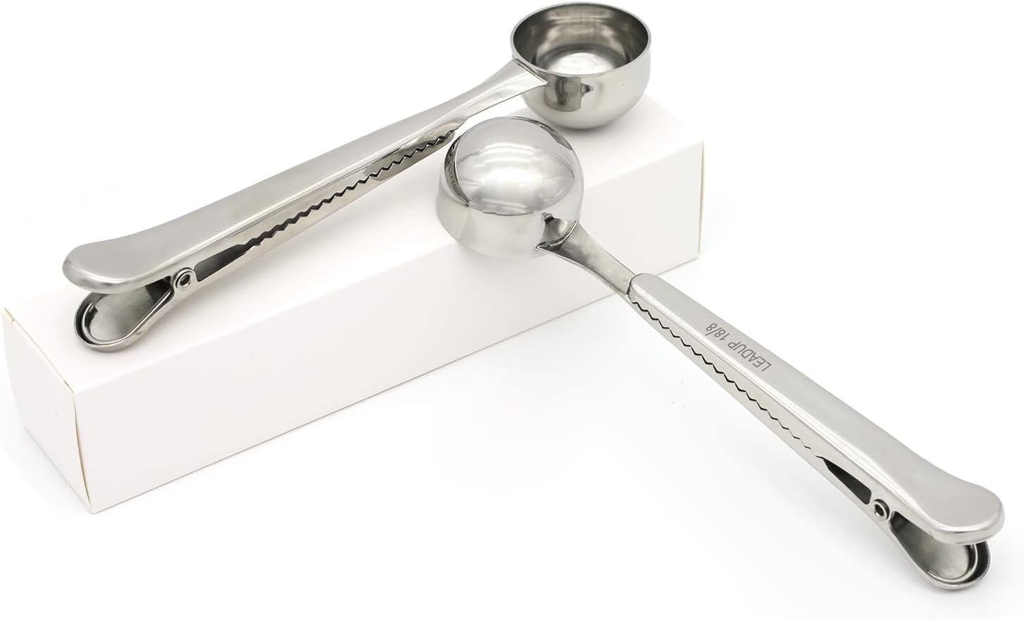 Cuchara medidora de acero inoxidable 188 con clip para bolsa de café molido, espresso, granos de café, cuchara medidora de café multifuncional de