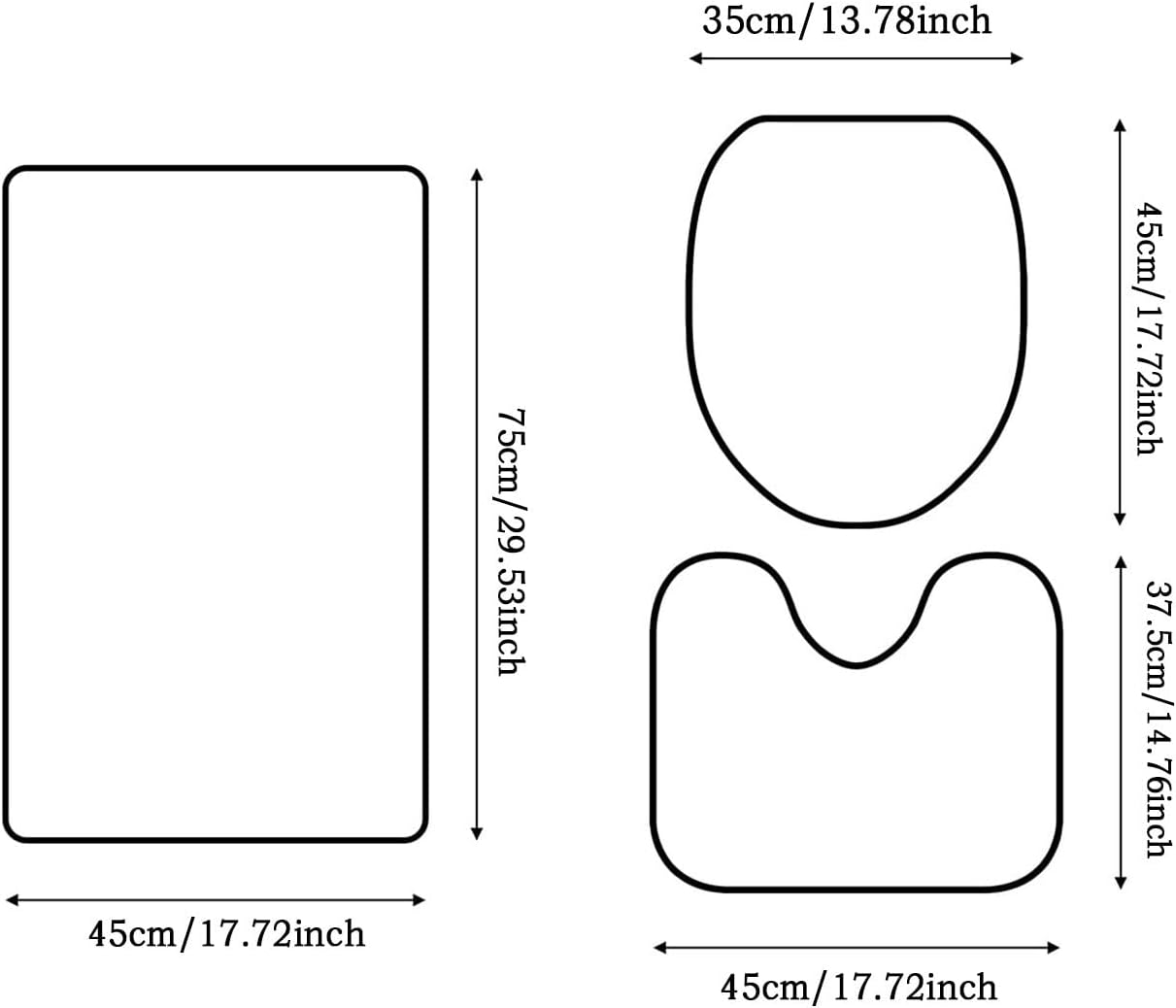PMUYBHF Juego de 3 alfombras de baño con contorno en forma de U, antideslizante, tapete de baño de espuma viscoelástica + cubierta de tapa de