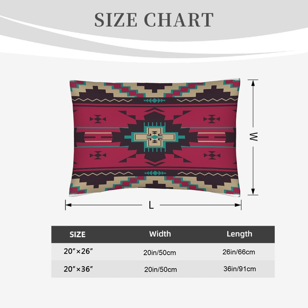Yekiua Funda de almohada con patrón étnico, patrón tribal nativo del suroeste de América, funda de cojín rectangular para cama, sofá, tamaño King,