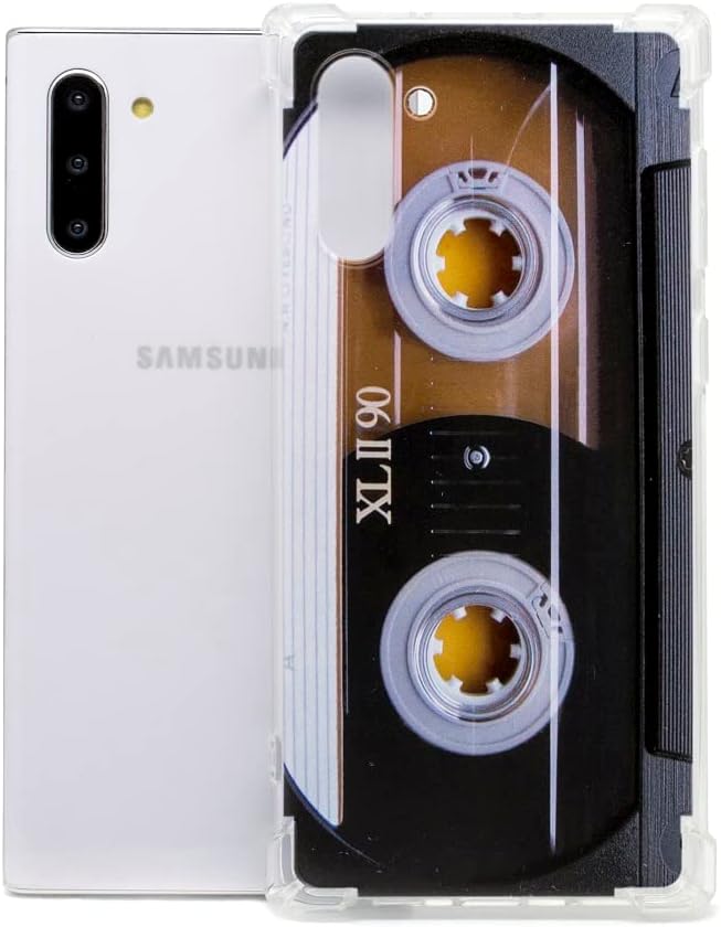 FAteam – Funda para Galaxy Note 10 con esquinas reforzadas de poliuretano termoplástico (TPU), suave, con cinta de casete de música retro,