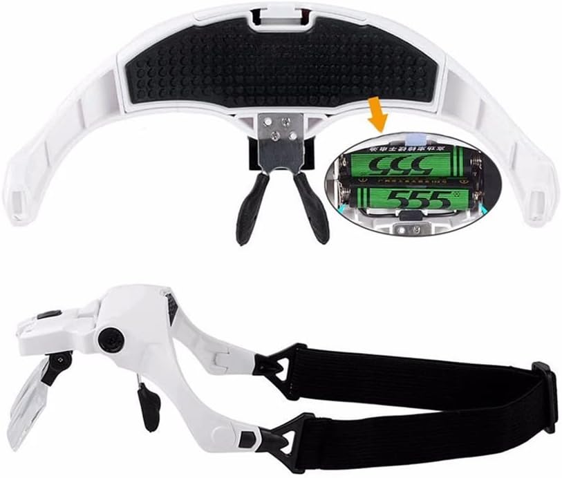 5 lentes 1.0 x 1.5 x 2.0 x 2.5 x 3.5 x Lupa ajustable con diadema con lámpara de luz LED, lupa para pestañas postizas, extensión de pestañas, color