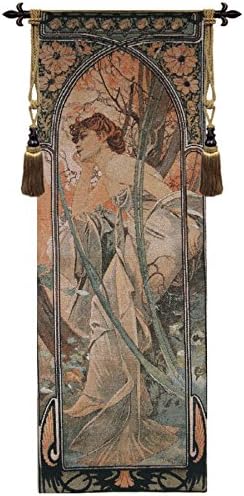Mucha Soir – Tapiz belga para colgar en la pared, 28 x 76 pulgadas, algodónviscosapoliéster por Alphonse Mucha