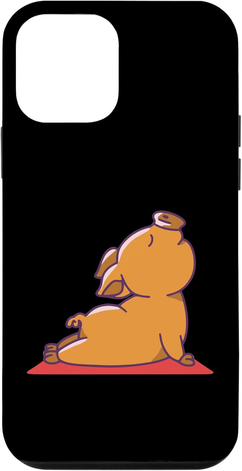 Funda divertida para iPhone 12 mini cerdo de yoga