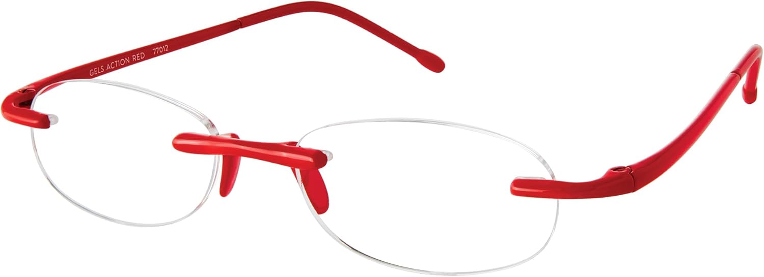 Scojo New York Gels – Lentes de lectura originales, hechos a mano, resistentes a los arañazos, para mujeres y hombres, color rojo acción – 1.75x