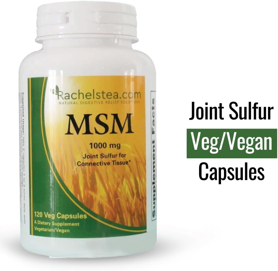MSM 1000 mg Clavos para el cabello articulado Cartílago de tejido conectivo 120 cápsulas vegetales Un suplemento dietético vegetarianovegano