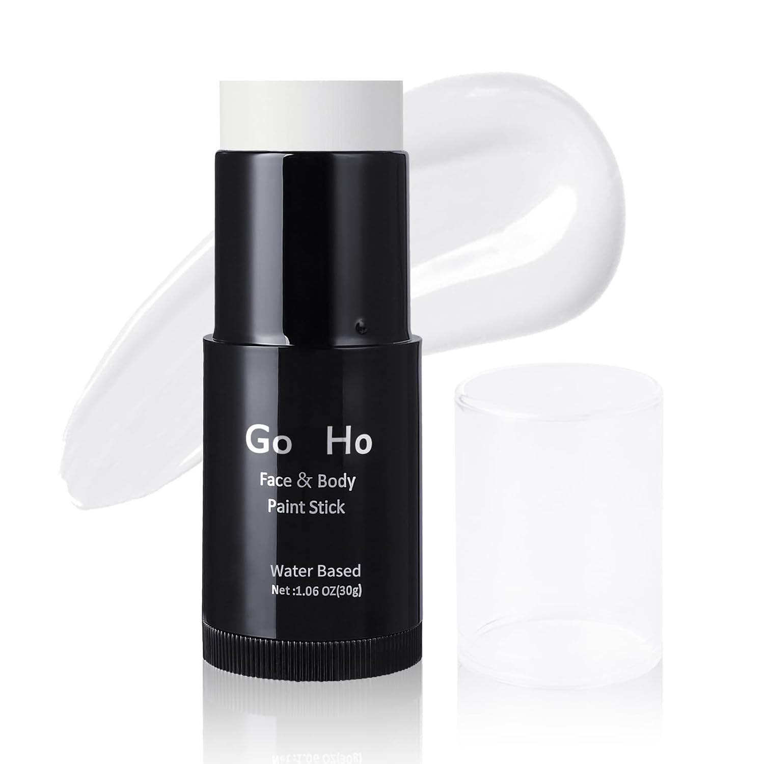 Go Ho Pintura facial blanca en barra para el cuerpo, a base de agua, lavable, no tóxica, cobertura completa, color blanco crema, para adultos,