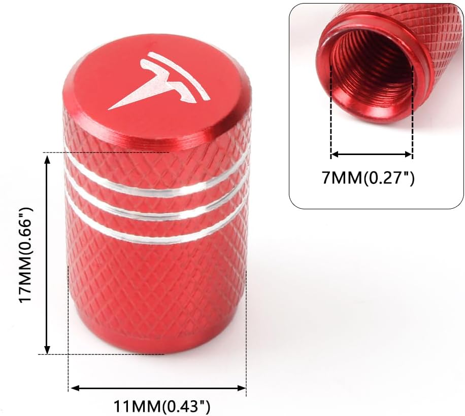 4 tapas de vástago de válvula de neumático de alta calidad, accesorio decorativo de aleación de aluminio, compatible con Tesla modelo 3 Y X S,