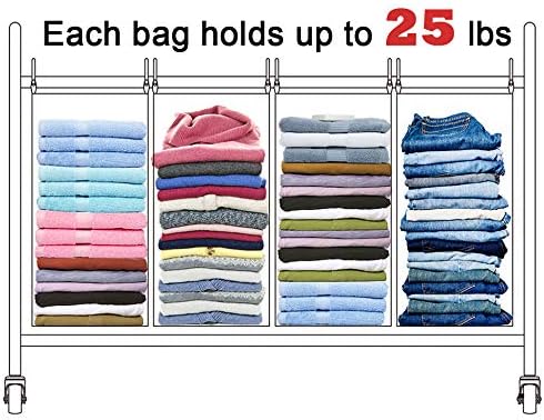 STORAGE MANIAC Clasificador de ropa sucia de 4 secciones, cesta para la ropa sucia con ruedas, clasificador de cestas de lavandería, cesta
