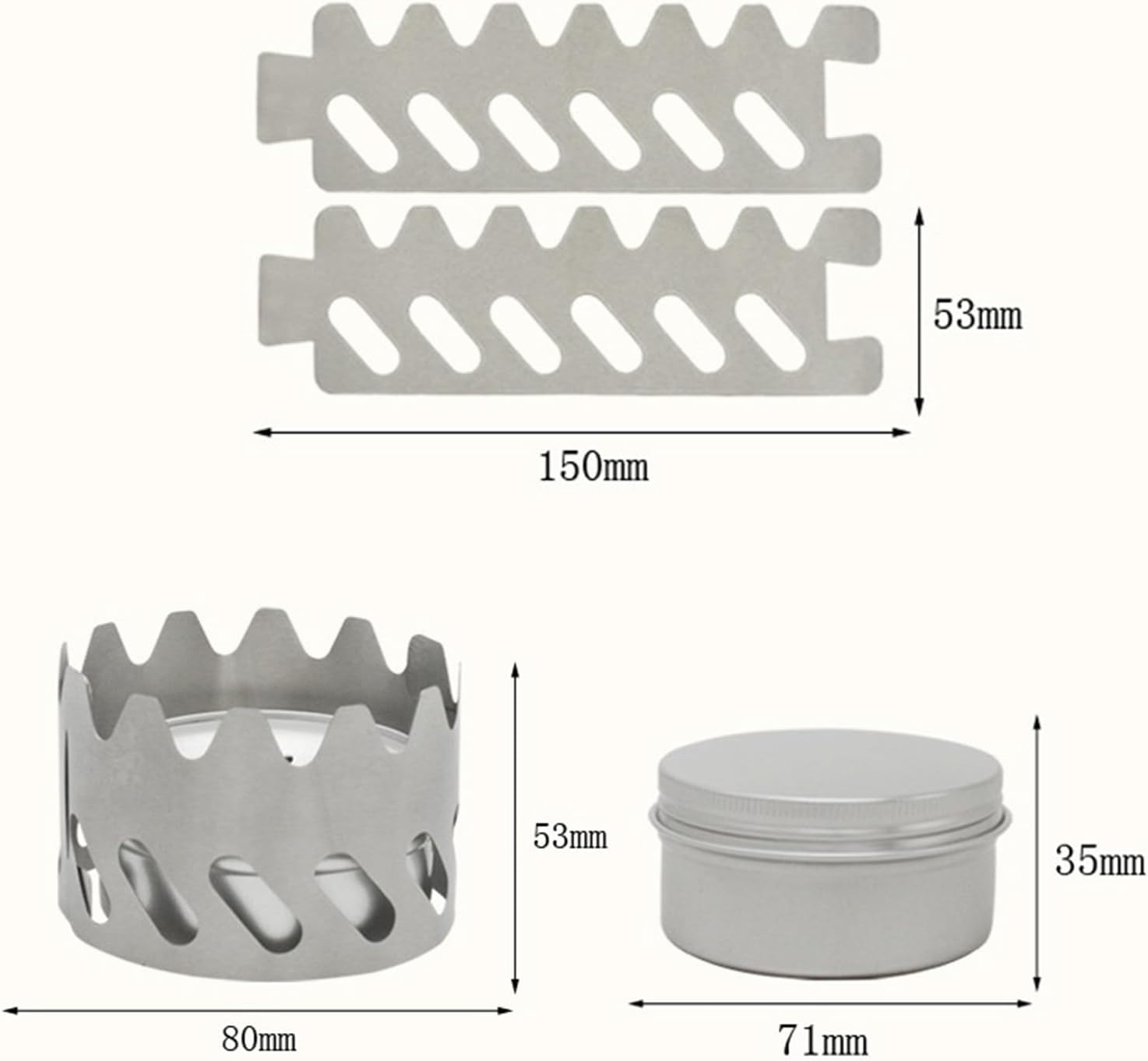 Mini estufa de mochilero de alcohol, quemador portátil de aluminio ultraligero con soporte para acampar senderismo y picnic L 80ML