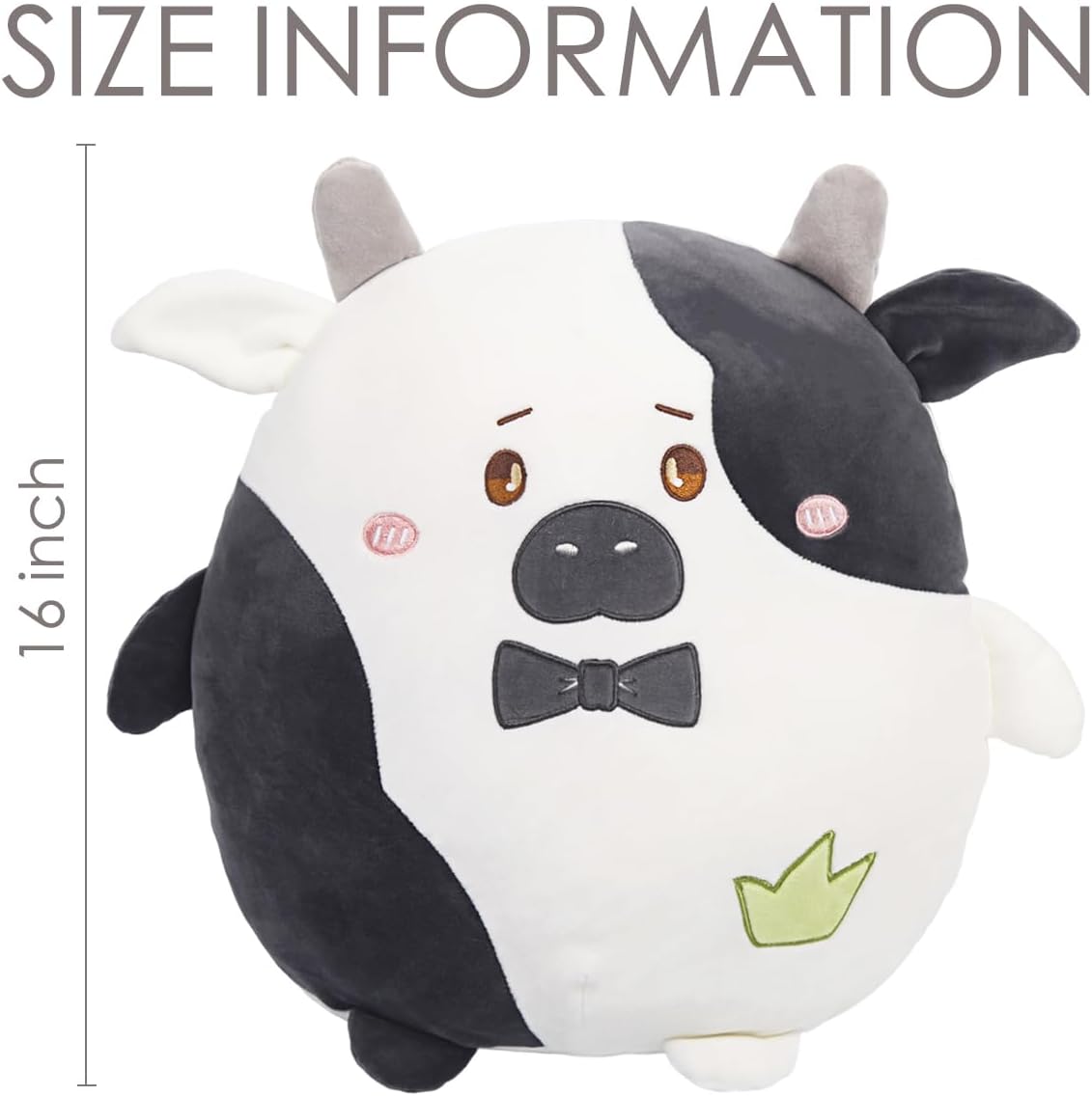 ARELUX Almohada suave de peluche de anime de vaca blanca y negra de 18 pulgadas, lindo juguete de peluche kawaii, decoración de habitación,