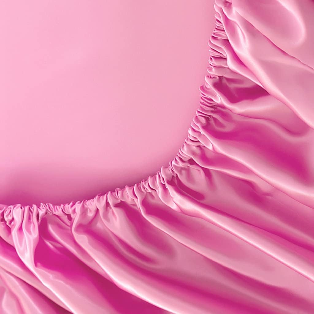 Sfoothome Sábanas de satén Queen 4 piezas, rosa Juego de sábanas sedosas de lujo para hotel, juego de sábanas de microfibra, resistente a las