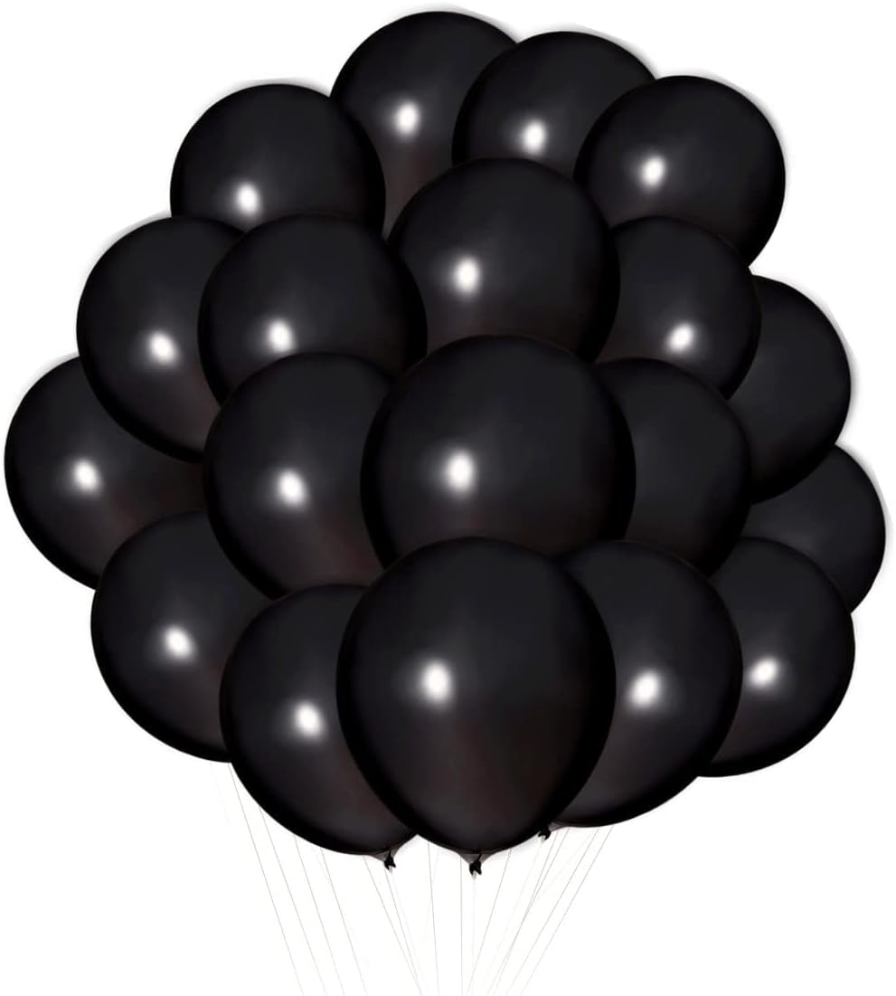 Paquete de 300 globos negros, globos de látex negros de 12 pulgadas, globos negros a granel para varias decoraciones de fiesta, guirnalda de globos