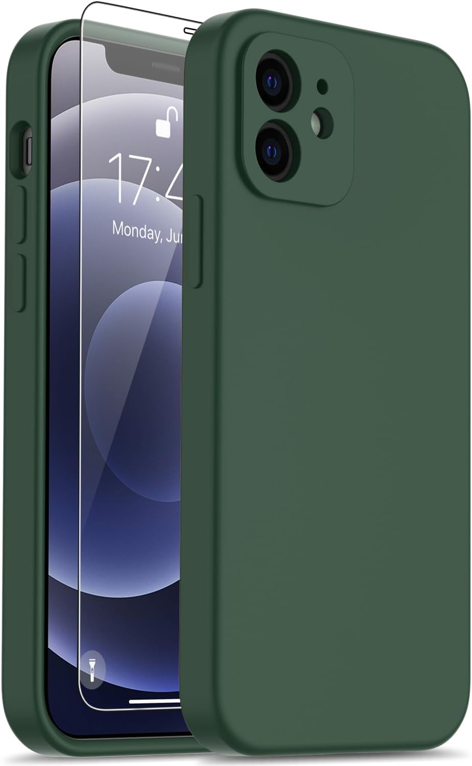 FUNMIKO Funda diseñada para iPhone 12 con protector de pantalla, protección completa con cubierta mejorada para el lente de la cámara, funda