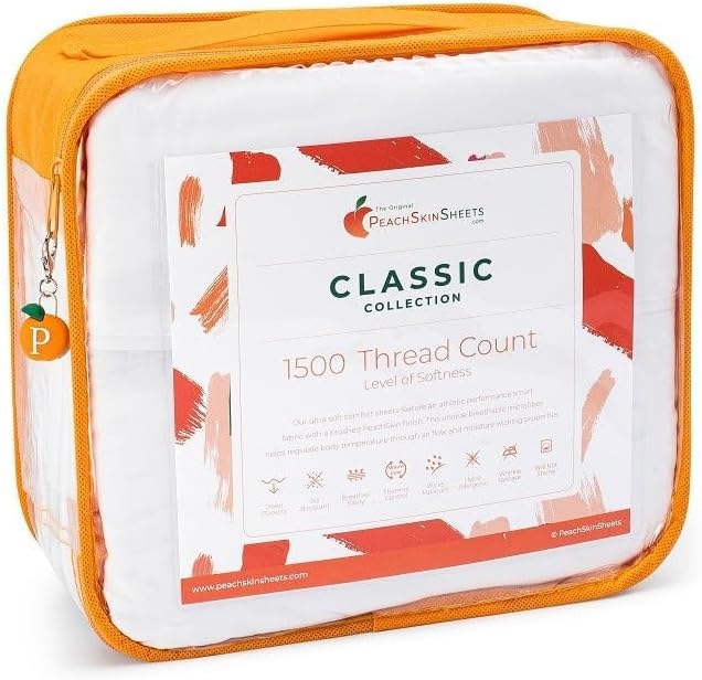 PeachSkinSheets – Juego de sábanas para los sudores nocturnos Auténtico juego de sábanas suaves que absorben la humedad, 1500 hilos.