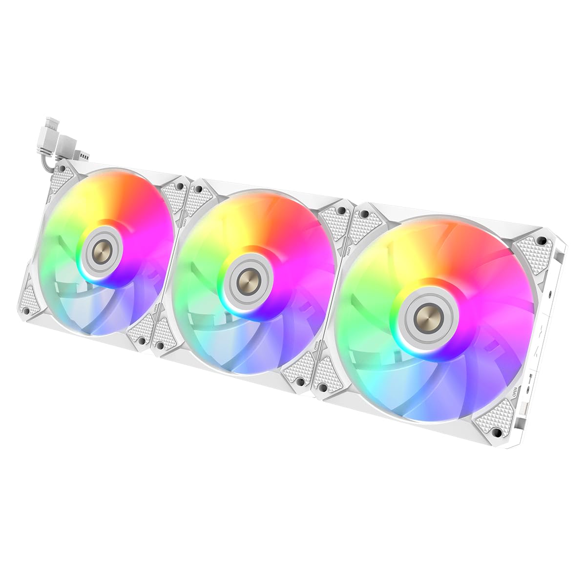ALSEYE i12 Kit de ventilador de carcasa de PC, tres ventiladores inalámbricos ARGB y PWM con estructura de conexión a presión (kit i12 blanco)