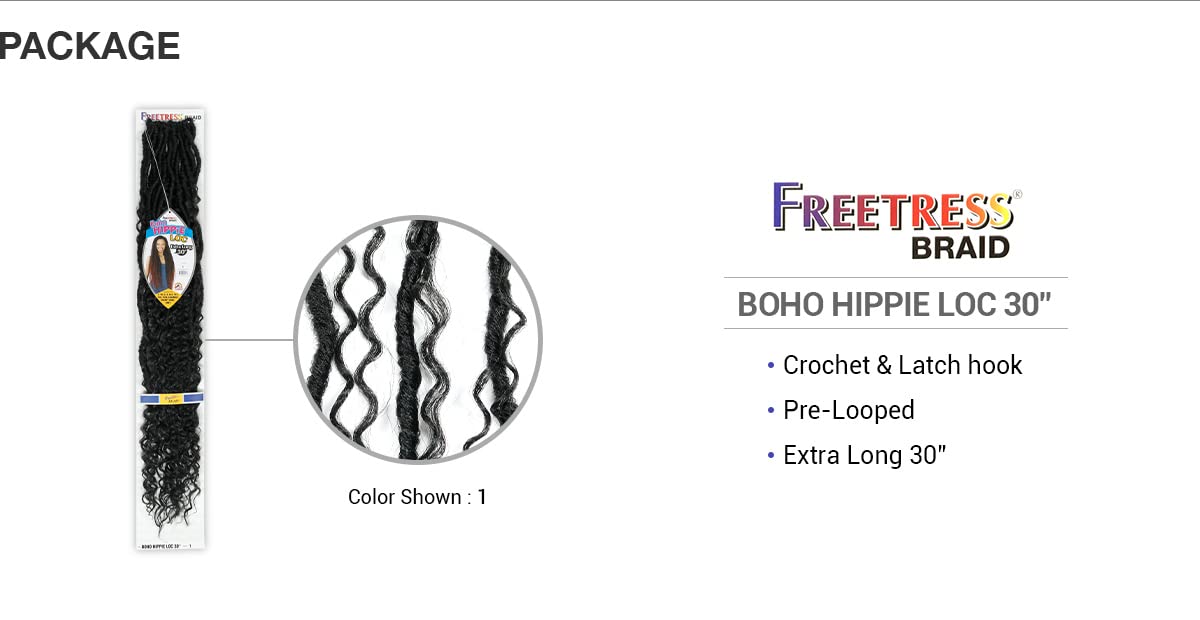 FreeTress – Trenzas de pelo sintético estilo bohemio hippie de 30 pulgadas (1 paquete, 2)