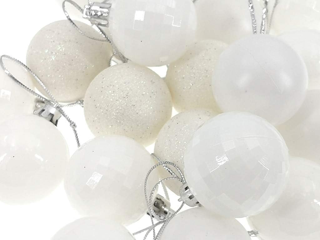 ALIMITOPIA 24 bolas de Navidad, bolas colgantes inastillables de 1.6 pulgadas para decoración de árbol de Navidad (1.6 pulgadas blancas)