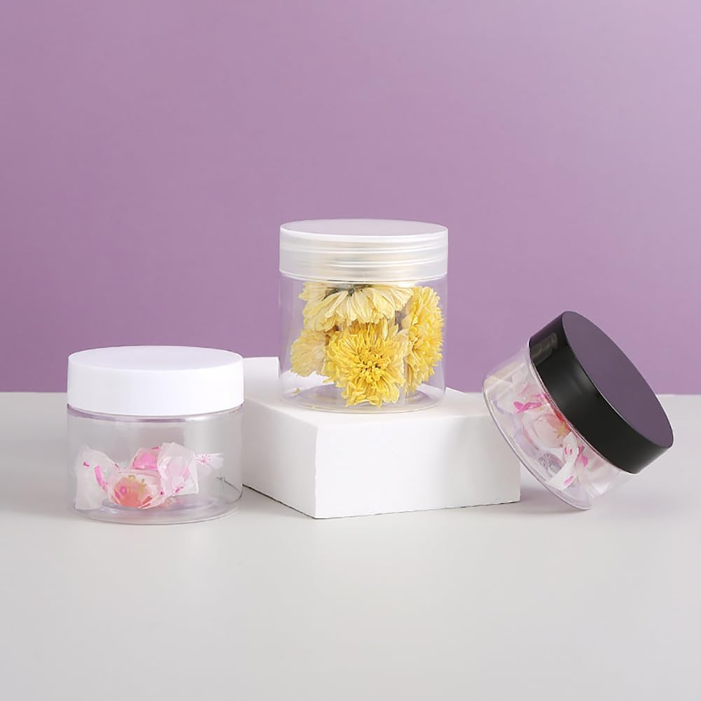 10 frascos de plástico recargables de 1.0 fl oz y 1 oz pequeños frascos para cosméticos, tarros redondos transparentes, tarros vacíos para cremas,