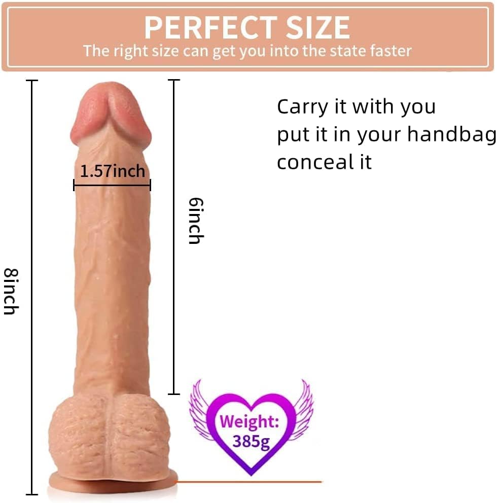 Consolador realista de silicona para principiantes, 8 pulgadas, pene realista flexible para mujeres, parejas, consoladores de estimulación del punto