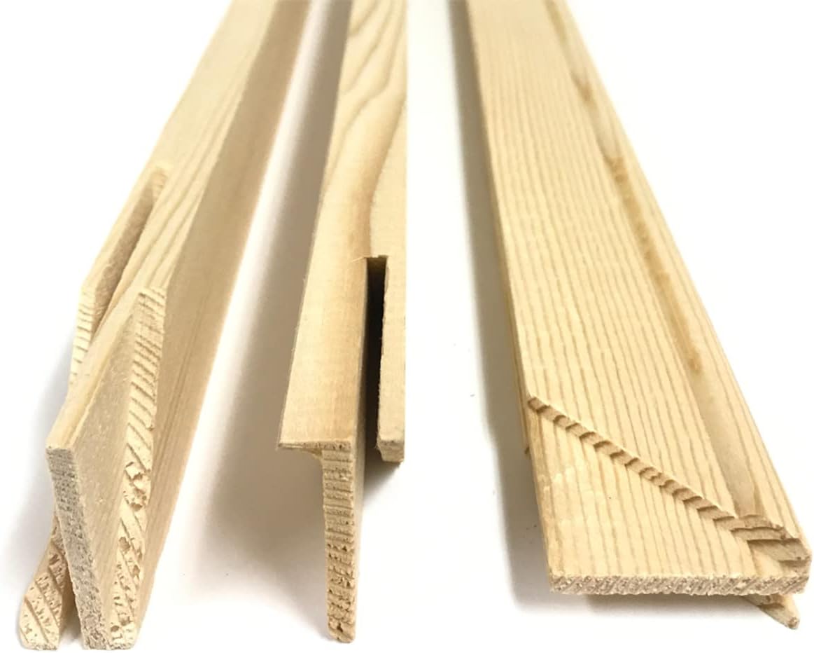 Barras de madera maciza de 0.75 pulgadas de profundidad de 14 pulgadas, paquete de 2 unidades. Marco de lona de madera, barras de estiramiento de