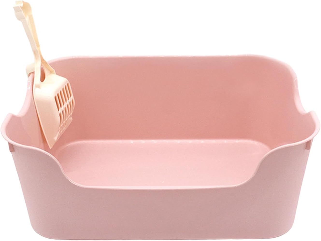 Sartén de inodoro para gatos pequeños, medianos y grandes, fácil de limpiar, contenedor de arena para gatos, color rosa